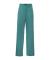Max Mara Pianoforte Turquoise Satin Fiesta Wide-leg Pant In Green