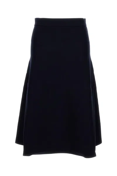 Max Mara High-waisted Flared Skirt With Smooth Finish In Blue