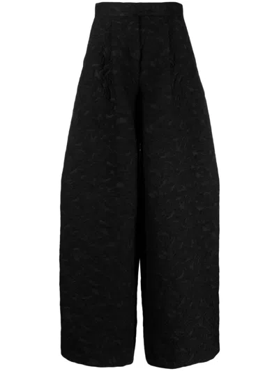 Max Mara High-waisted Jacquard Trousers In Black