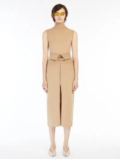 Max Mara High-waisted Knit Skirt In Brown