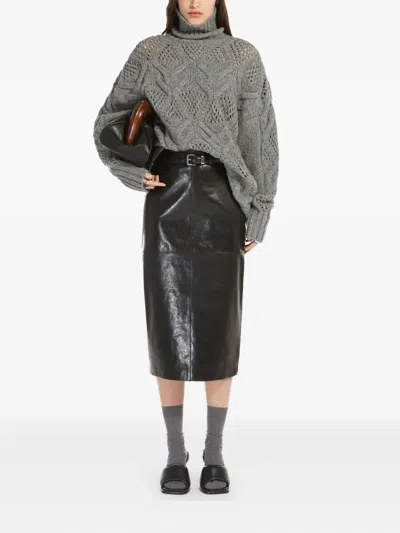 Max Mara High-waisted Leather Pencil Skirt In Black
