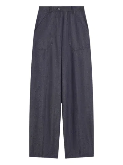 Max Mara High-waisted Patch-pocket Trousers In Blue