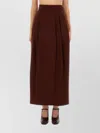 Max Mara High Waisted Pleated Maxi Skirt In Brown