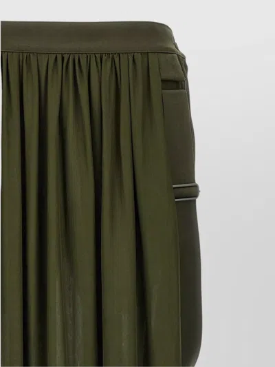 Max Mara High-waisted Pleated Skirt With Back Straps In Green