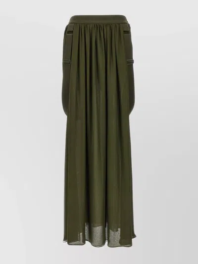MAX MARA HIGH-WAISTED PLEATED SKIRT WITH BACK STRAPS