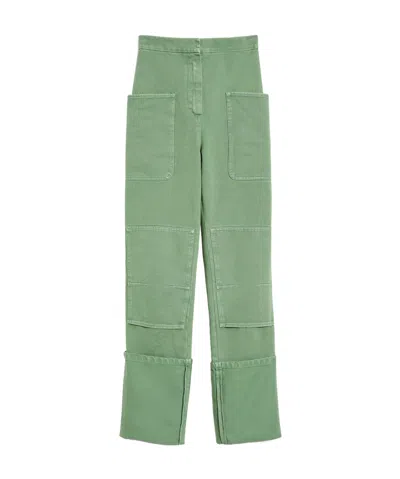 Max Mara High Waisted Straight-leg Pants In Green
