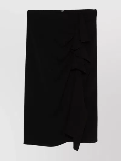 Max Mara High-waisted Ruffle Detail Midi Skirt In Black