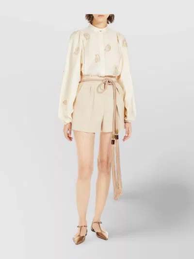 Max Mara Wool Canvas Shorts In Albino