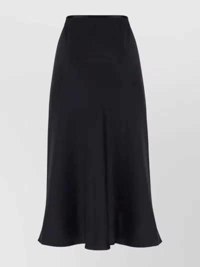 Max Mara High-waisted Silk Skirt Flared Hem In Black