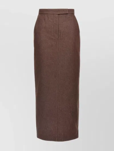 Max Mara High-waisted Skirt With Back Slit And Pockets In Brown