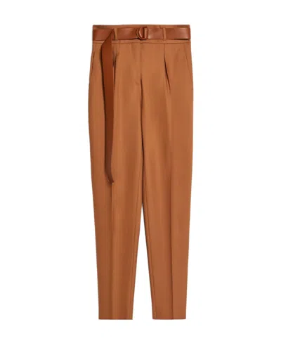 Max Mara High-waisted Straight Casual Pants In Brown