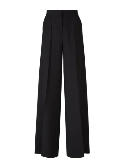 Max Mara Pleated Cady Wide-leg Pants In Black