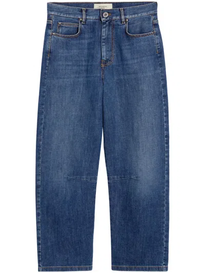 Max Mara High-waisted Straight-leg Trousers With Classic Five-pocket Design In Blue