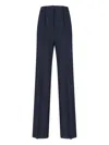Max Mara Straight Trousers With Pleats And Pockets In Blue