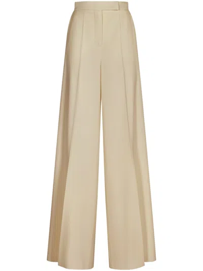 Max Mara High-waisted Wide-leg Trousers With Sharp Pleats In Brown