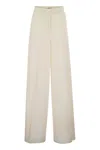 Max Mara High-waisted Wide Leg Wool Trousers In White