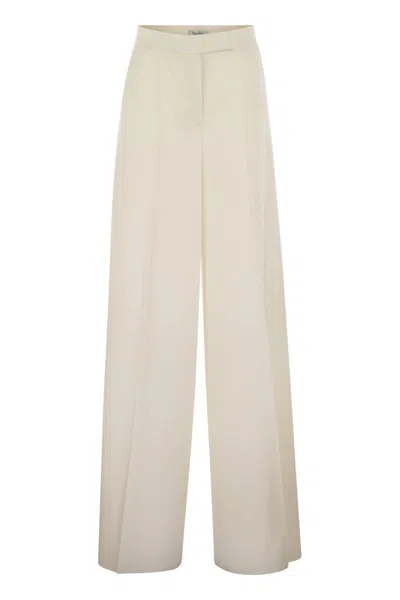 Max Mara High-waisted Wide Leg Wool Trousers In White
