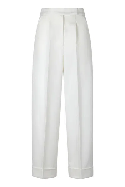 Max Mara High-waisted Wool Pants In White