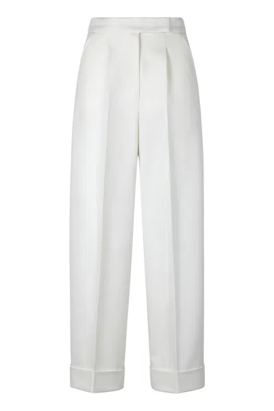 Max Mara High-waisted Wool Pants In White
