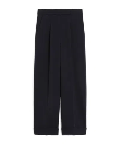Max Mara High-waisted Wool Trousers - Ultramarine In Black