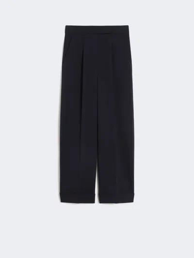 Max Mara High-waisted Wool Trousers In Blue