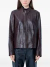 Max Mara High-collar Leather Jacket In Brown