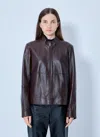 Max Mara High-collar Leather Jacket In Multi