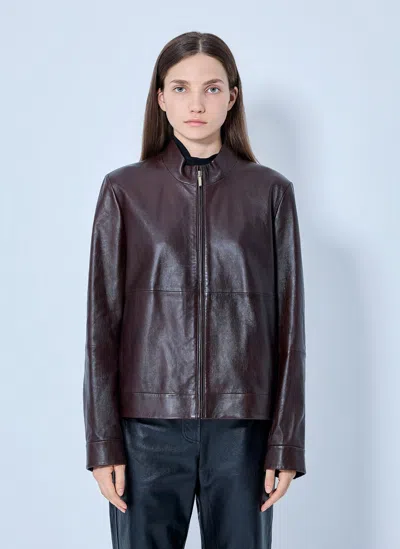 Max Mara High-collar Leather Jacket In Multi