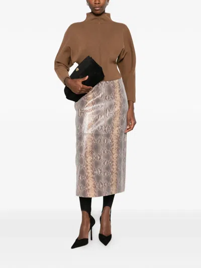 Max Mara High-neck Batwing-sleeve Sweater In Brown