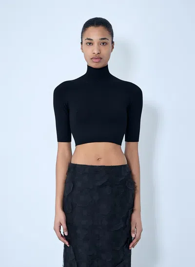 Max Mara High-neck Cropped Knit Top In Blue
