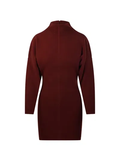Max Mara High-neck Long-sleeve Mini Dress In Red