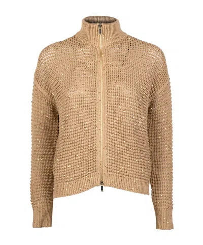 Max Mara High-neck Long-sleeved Knitwear In Brown