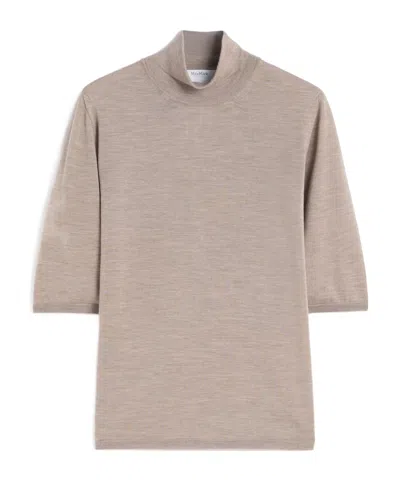 Max Mara High-neck Short-sleeved Knitwear In Neutral