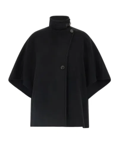 Max Mara High-necked Cloak In Black