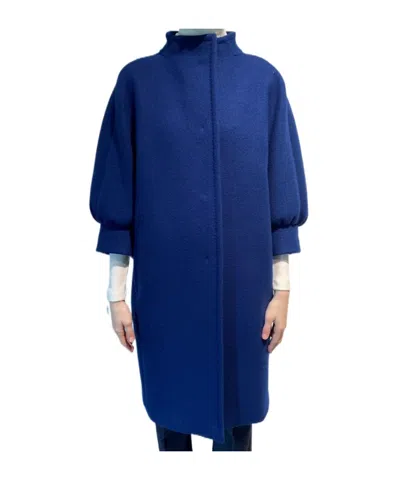 Max Mara High-necked Long-sleeved Coat In Blue