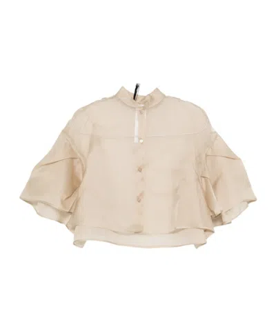 Max Mara High-necked Short-sleeved Top In Brown