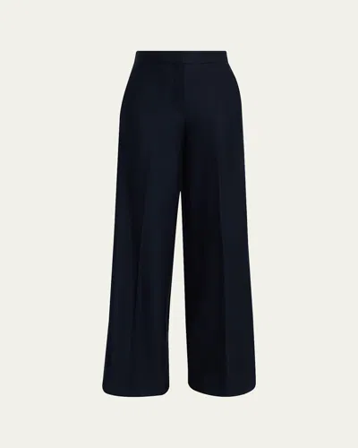 Max Mara High-rise Wool Pique Jersey Wide-leg Pants In Multi
