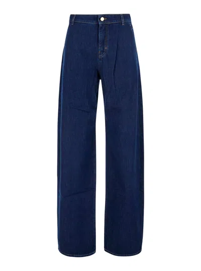 Max Mara High-waist Tech Fabric Cotton Trousers In Blue