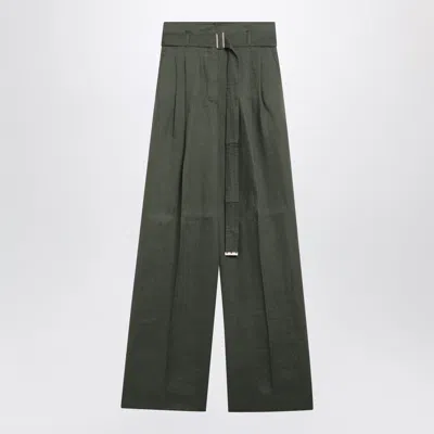Max Mara Materia Wide-leg Linen Pants In Green