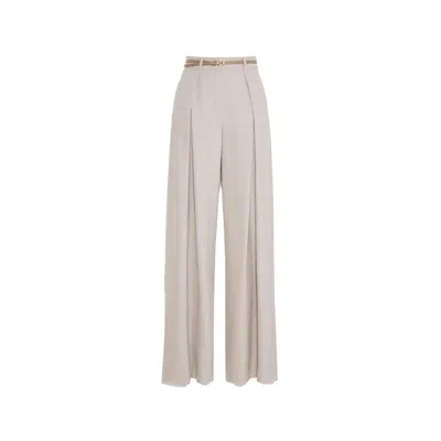 Max Mara High-waist Wide-leg Wool Trousers In Neutral