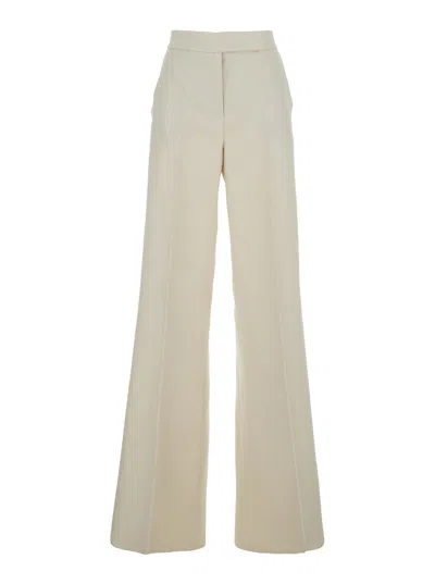 Max Mara High-waisted Linen Trousers In Neutral