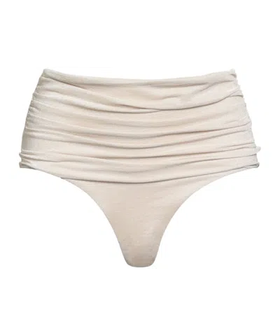 Max Mara High-waisted Metallic Swim Trunks In Neutral