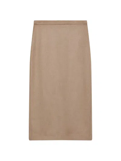 Max Mara High Waist Knee Length Pencil Skirt In Brown