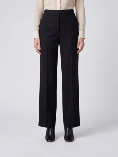 Max Mara High-waisted Straight Leg Trousers In Linen And Silk In Black