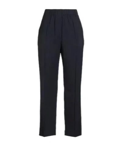 Max Mara High-waisted Straight-leg Wool Trousers In Blue