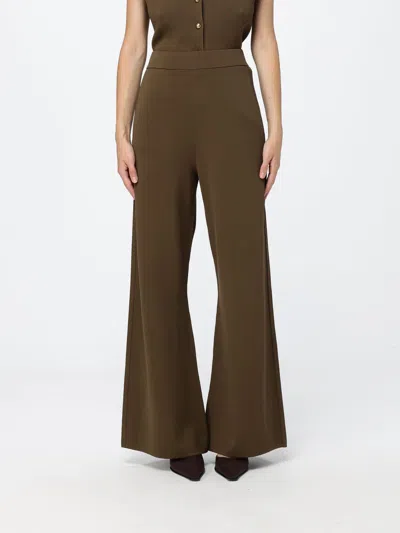 Max Mara ハイウエスト ワイドレッグ ウールニットパンツ In Brown