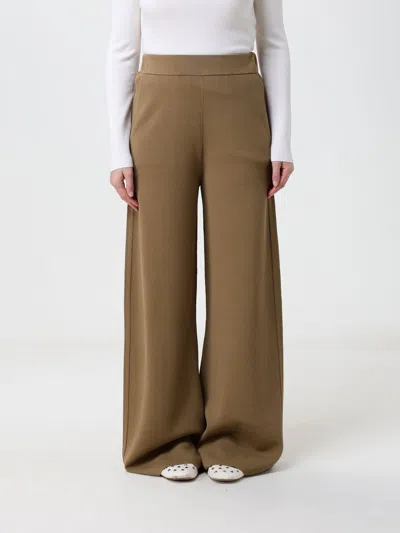 Max Mara High-waisted Wide Leg Knit Wool Trousers In Brown