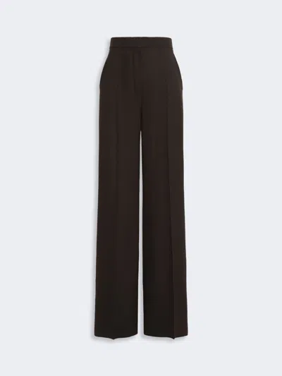 Max Mara High-waisted Wool Trousers In Dark Brown