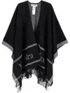Max Mara Jacquard Logo-decorated Wool Cloak In Black