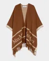 Max Mara Hilde Fringe Wool Cape In Brown